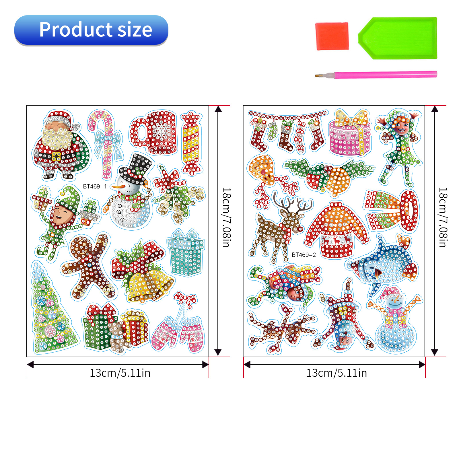 Navidad pintura de diamantes pegatinas al azar niños bricolaje dibujos animados hechos a mano pegatinas de pared de Santa Claus pegatinas de regalo de diamantes