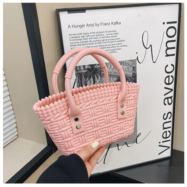 2025 New trendy and versatile crossbody mini vegetable basket jelly bag, fashionable hand-held woven bag, mini tote women's bag undefined