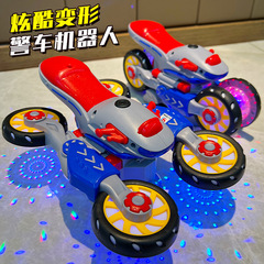 Wholesale Children's Electric Omni-directional Toy Light Music Transforming Stunt Motorcycle Glowing Toy Car for Boys 