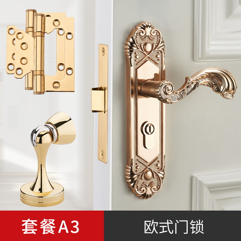 Evergrande PVD oro sola lengua mudo de madera cerradura de la puerta interior dormitorio Hogar Universal habitación puerta cerradura manija de la puerta