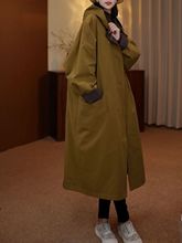 宽松大码风衣秋季新款连帽两面穿大口袋休闲中长款简约外套风衣