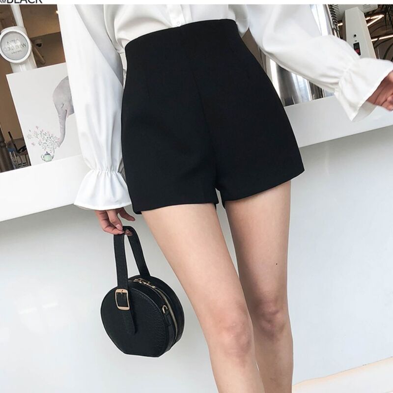 Women's Thin New Style Ins Trendy Loose High-Waisted Slimming Wide-Leg A-Line Black Breathable Hot Pants for Summer