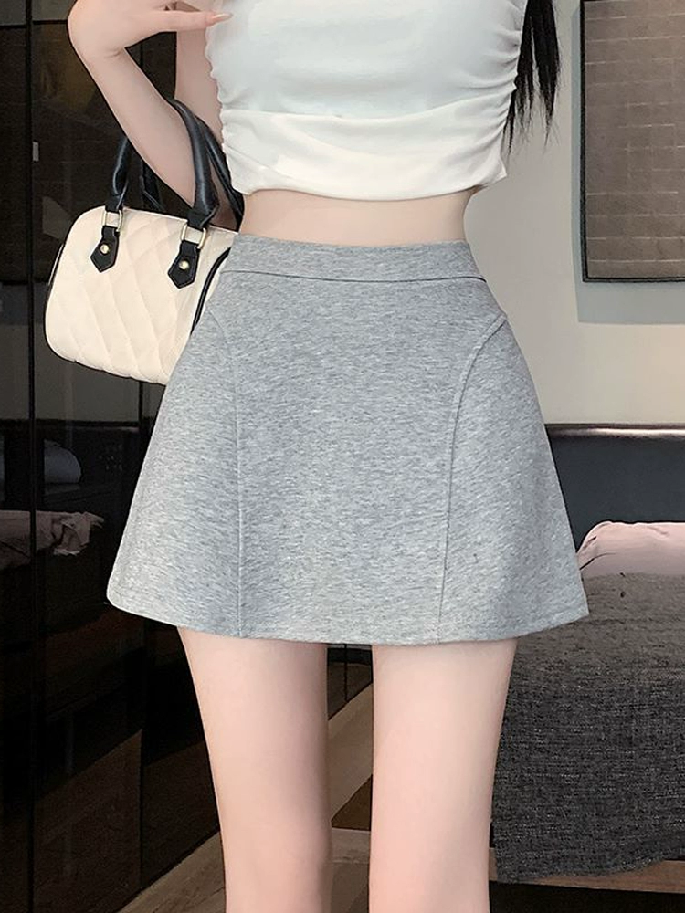 Американская серая спортивная юбка для женщин, летняя новая повседневная сексуальная короткая юбка с высокой талией, миниатюрная юбка трапециевидной формы на бедрах