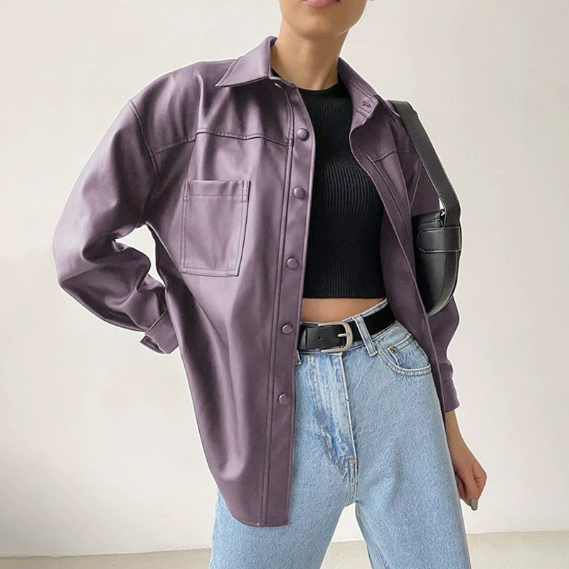 Плащ-тренч европейского стиля, осенний легкий overshirt, черный и фиолетовый, размеры S–L