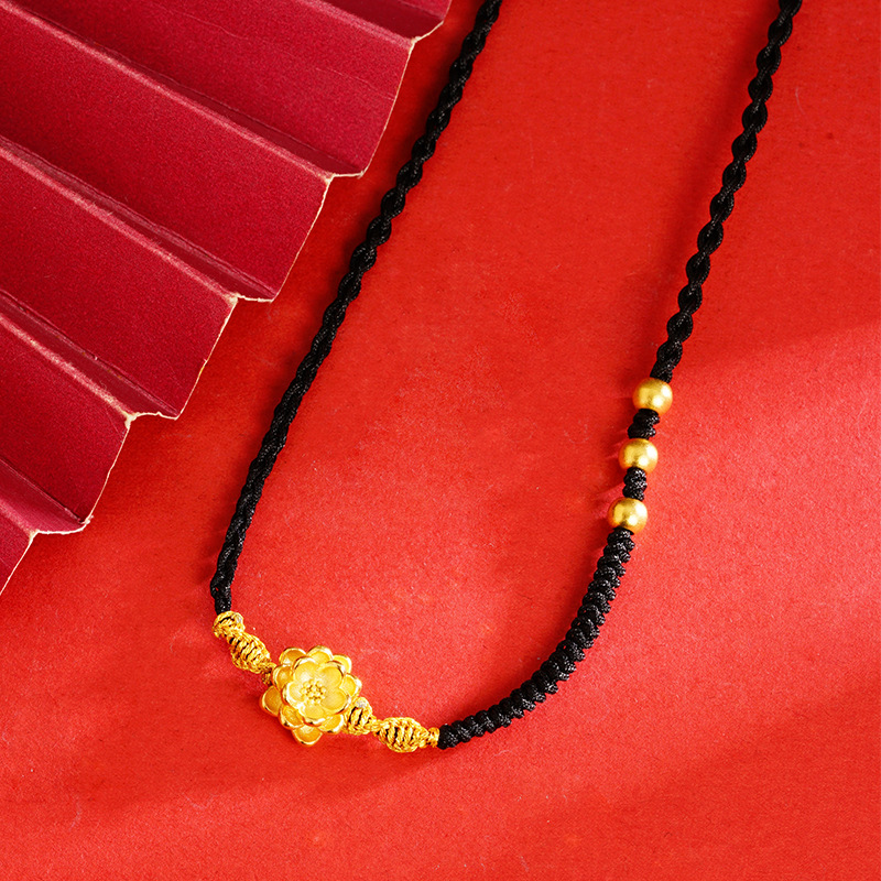 Collar de flores de Oro Negro cuerda ajustable elegante estilo chino todo fósforo collar sala de transmisión en vivo venta al por mayor de fábrica