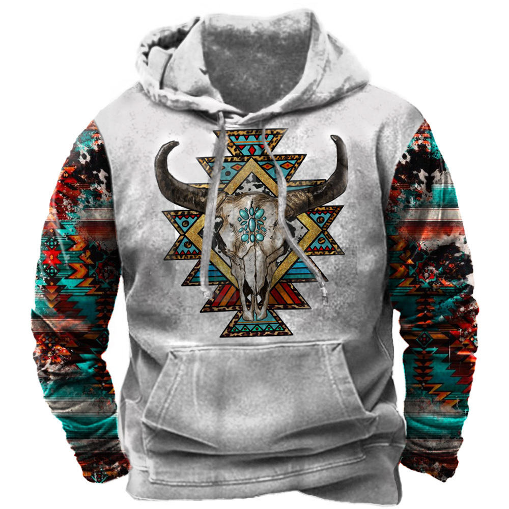 Neuer lockerer, lässiger Pullover-Hoodie im Frühling und Herbst mit trendigem Kapuzen-Sweatshirt im ethnischen Stil mit 3D-Druck für Männer_voghion.com