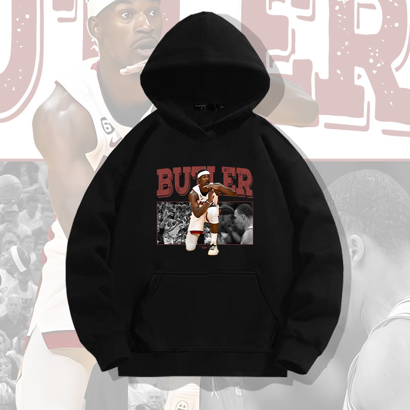 Miami hot red Butler basketball hooded sweater men's autumn youth fashion brand loose off-shoulder long sleeve top