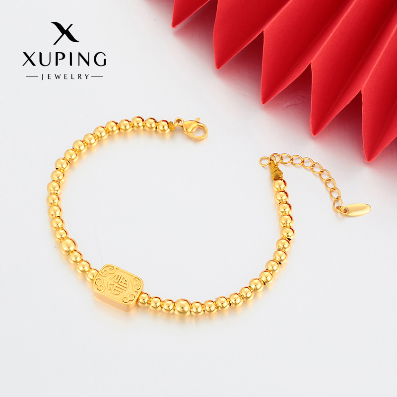 Xuping Europa y los Estados Unidos pulsera de esferas transfronterizas aleación de cobre chapado 24k marca cuadrada geométrica ligera de lujo temperamento joyas al por mayor mujeres