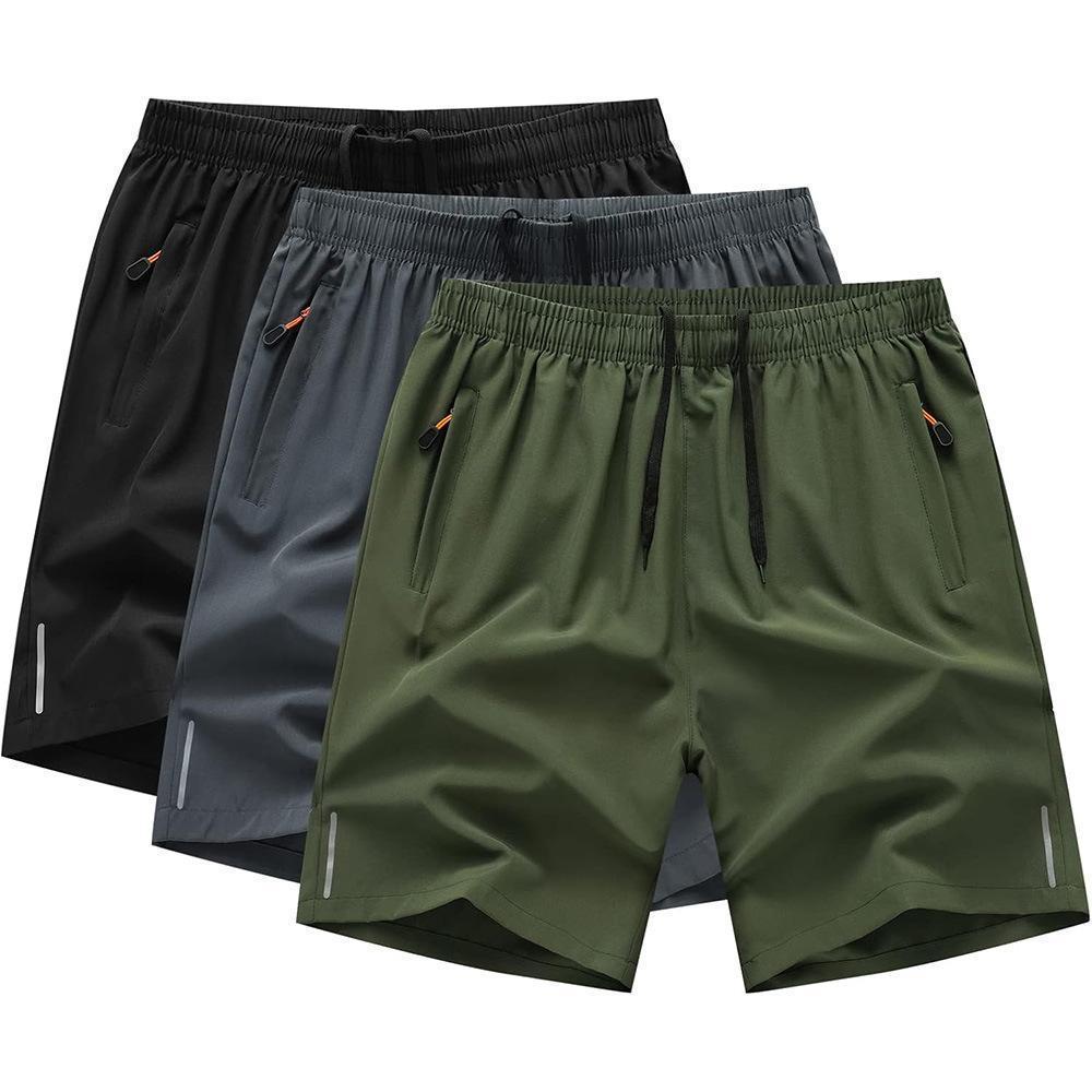 Men's Quick-Dry Running Shorts – Lightweight Polyester Beach Casual Shorts With Breathable Mesh Lining (Black, Navy, Olive, Khaki, Charcoal)_voghion.com