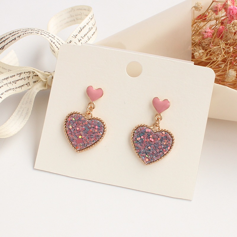 Enamel Design 1 Pair Simple Style Heart Shape Alloy Enamel Women's Drop Earrings