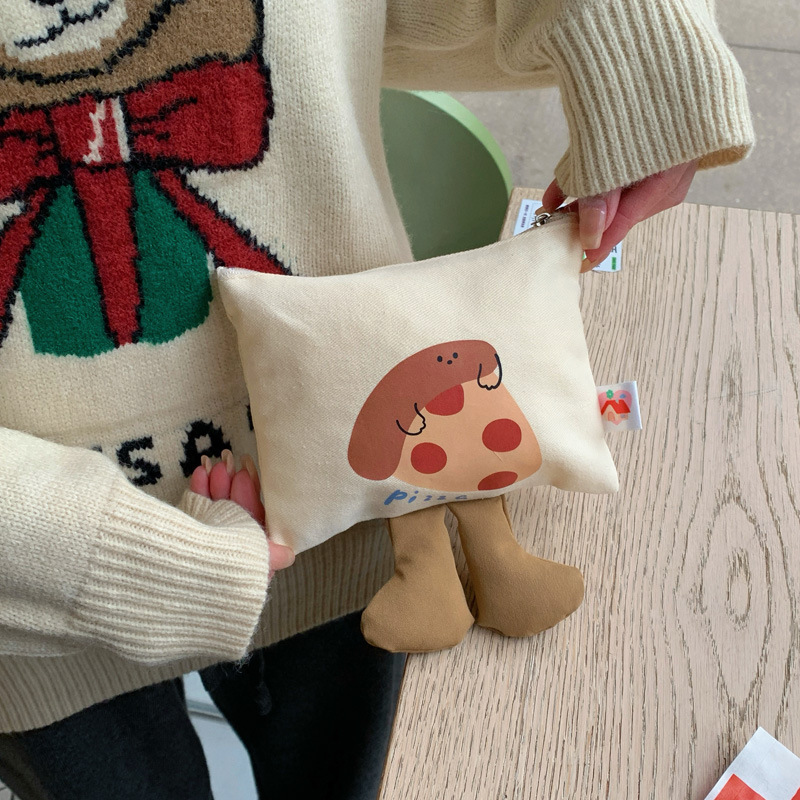 폴카 포인트 피자 카키스 작은 발 동전 지갑