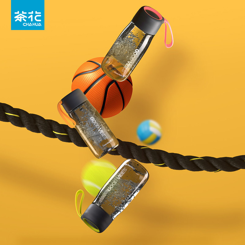 Camellia Water Cup Sports Portable Summer Plastic Cup Anti-Fall Student Boy High Temperature Resistant Food Grade Water Bottle Female Wholesale