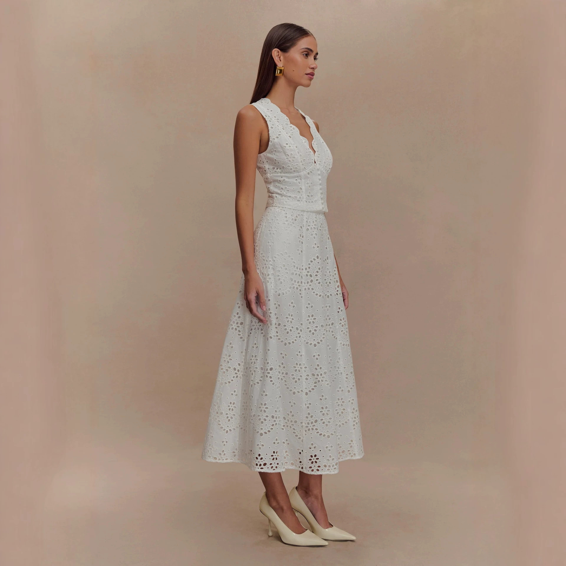 Women's Clothing Lace Vest Skirt Set Casual Two-Piece Spring/Summer Vacation Outfit_ecoleips.com