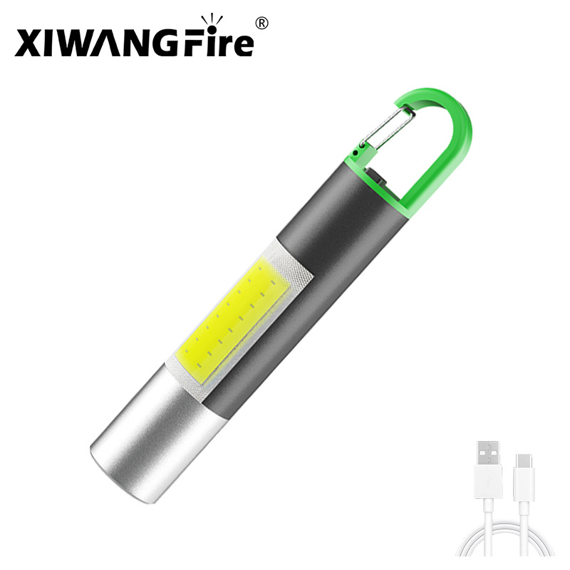 Nuevo blanco linterna láser gancho magnético luz lateral LED rojo azul flash camping luz fuerte luz telescópica zoom