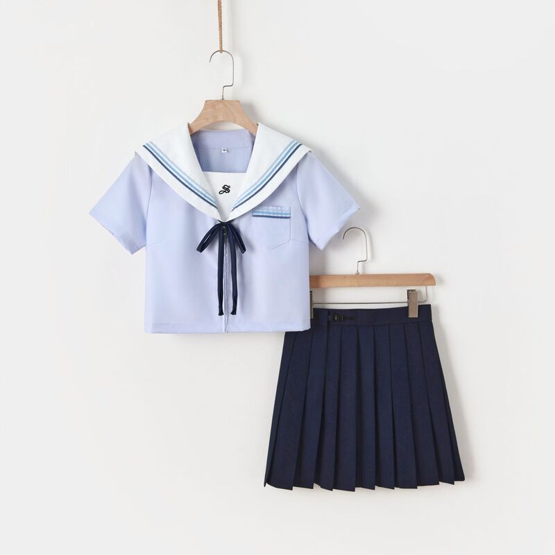 Factory Dropshipping Japanese-Style College Wind Mist Suit Short-Sleeve Pleated Skirt Navy Collar with Bow Tie Jk Suit Factory Dropshipping Japanese-Style College Wind Mist Suit Short-Sleeve Pleated Skirt Navy Collar with Bow Tie Jk Suit