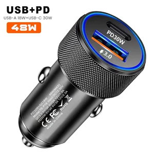 48W QC3.0 PD30W ikili portlu avtomobil sürətli şarj cihazı