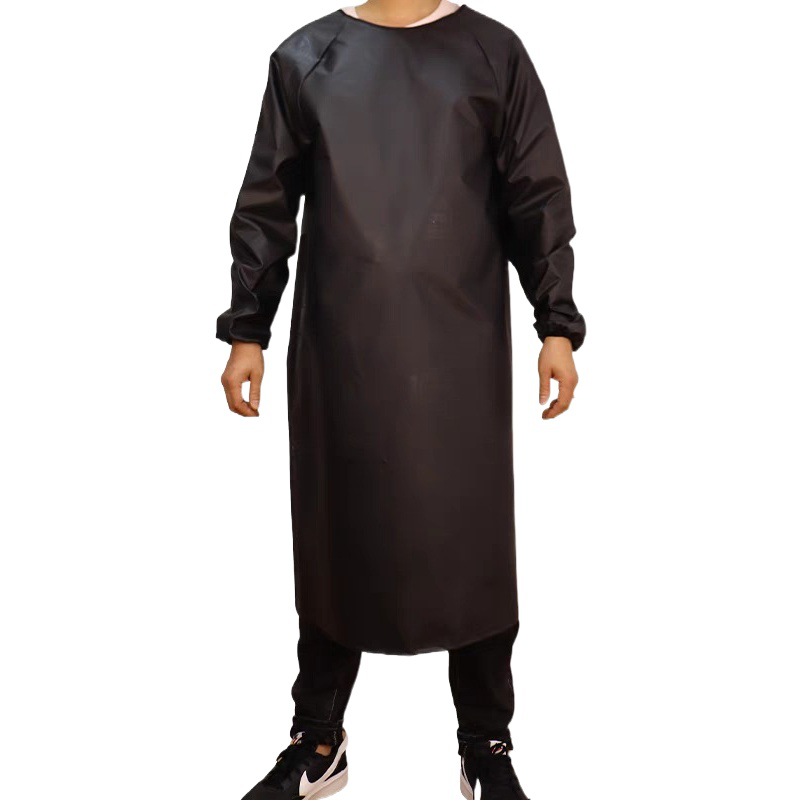 Abrigo impermeable a prueba de aceite alargado ropa de trabajo acuática chaqueta de manga larga para hombres y mujeres delantal de cuero de cocina para el hogar Suelto