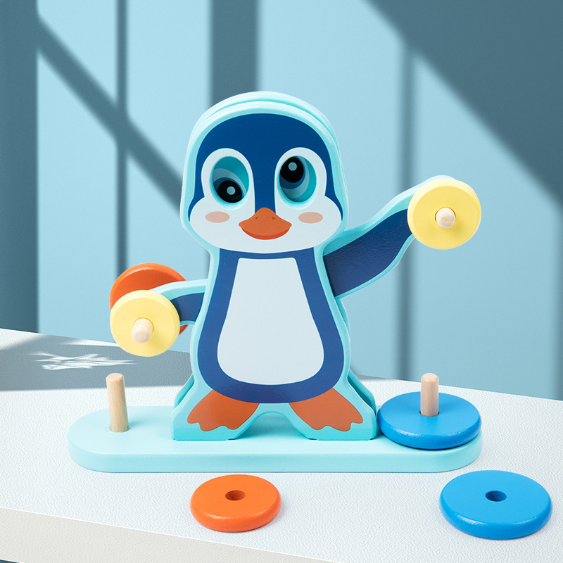 De madera de los niños diversión pingüino juego equilibrio bebé equilibrio percepción capacidad educación temprana iluminación juguetes creativos