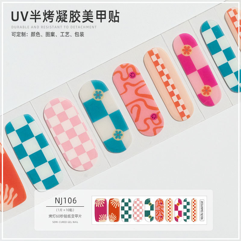 Semi-Cure UV Gel Nail Art Stickers Cartoon Sink Bronzing Half-baked Nail Art Stickers Phototherapy Light Hardening Nail Art Stickers