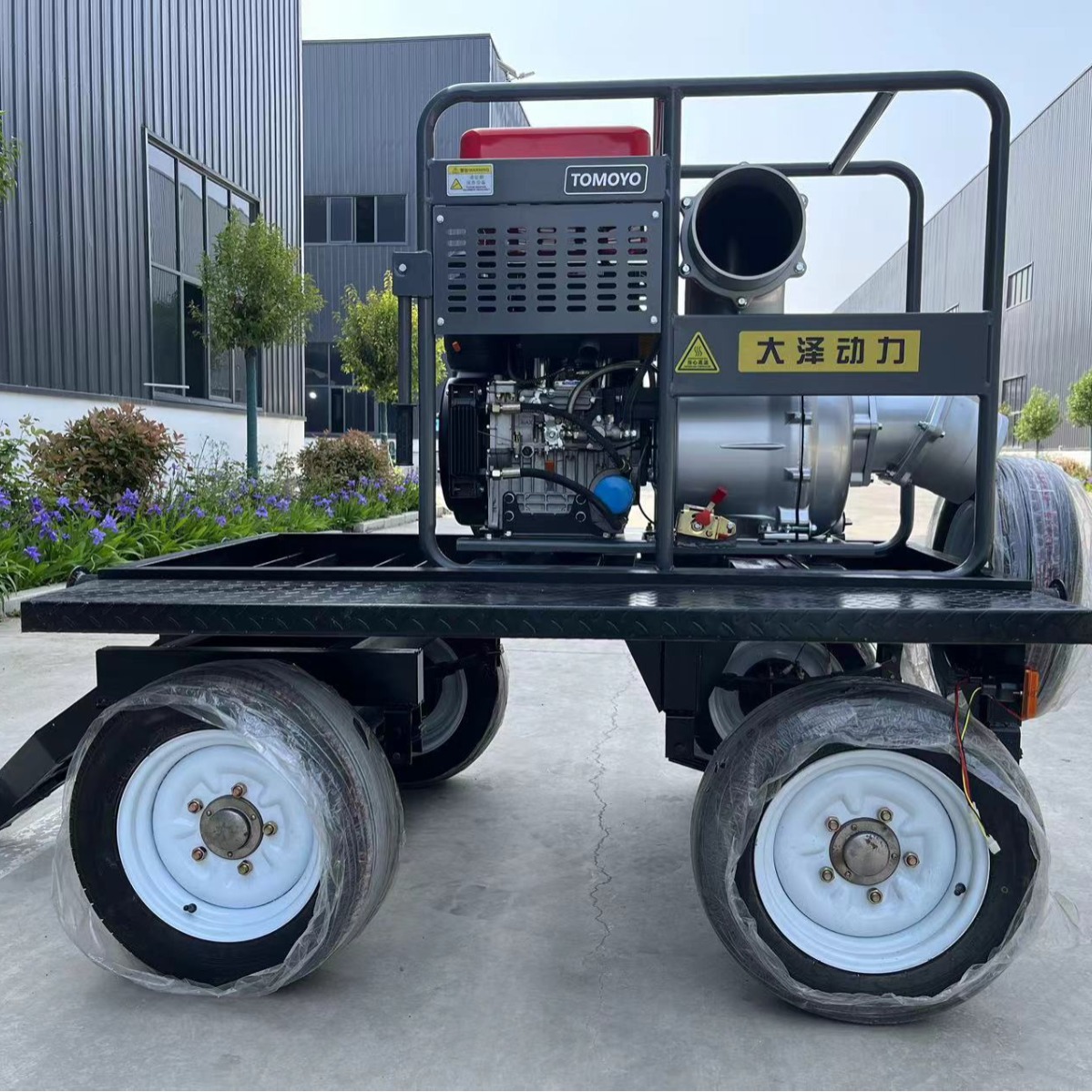 新款力荐8寸拖车式200立方柴油水泵 大泽动力TO80EW-S 钥匙电启动