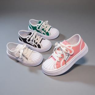 Girls Shell Toe Canvas Shoes Breathable Boys Sports Sneakers 2025 New Spring & Fall Kidsren's Casual White Shoes Trend
