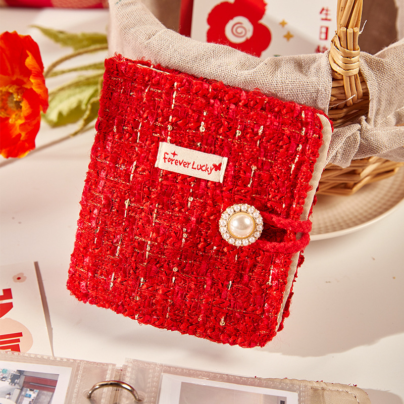 Libro de tarjetas de Año Nuevo rojo Xiaoxiangfeng Gongge hoja de 3 pulgadas álbum de fotos festivales de alto valor de tarjetas foto álbum de almacenamiento