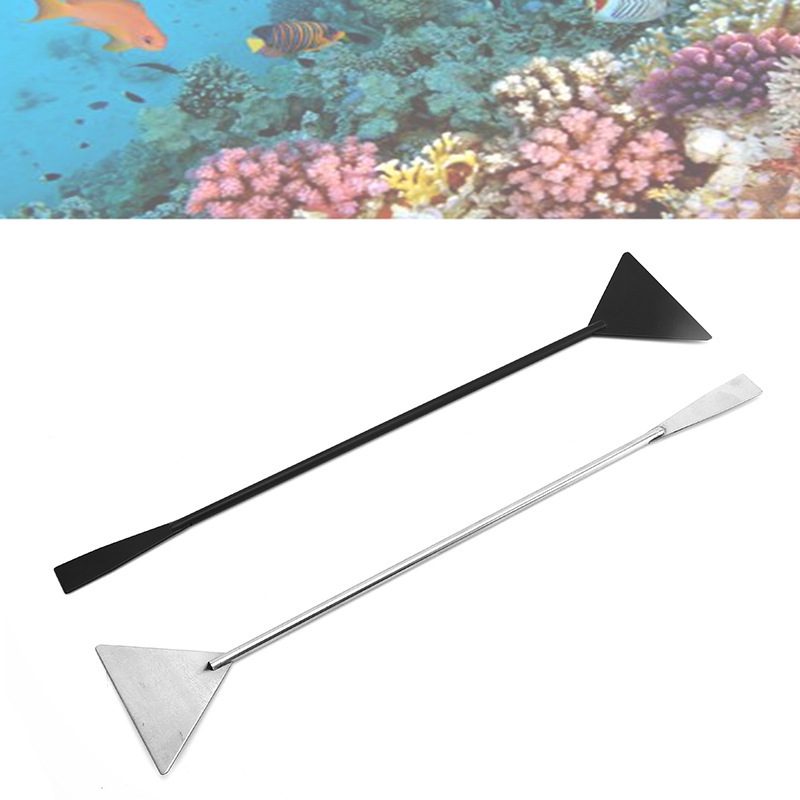 不锈钢水族平沙铲水草造景工具黑色碳化平砂器