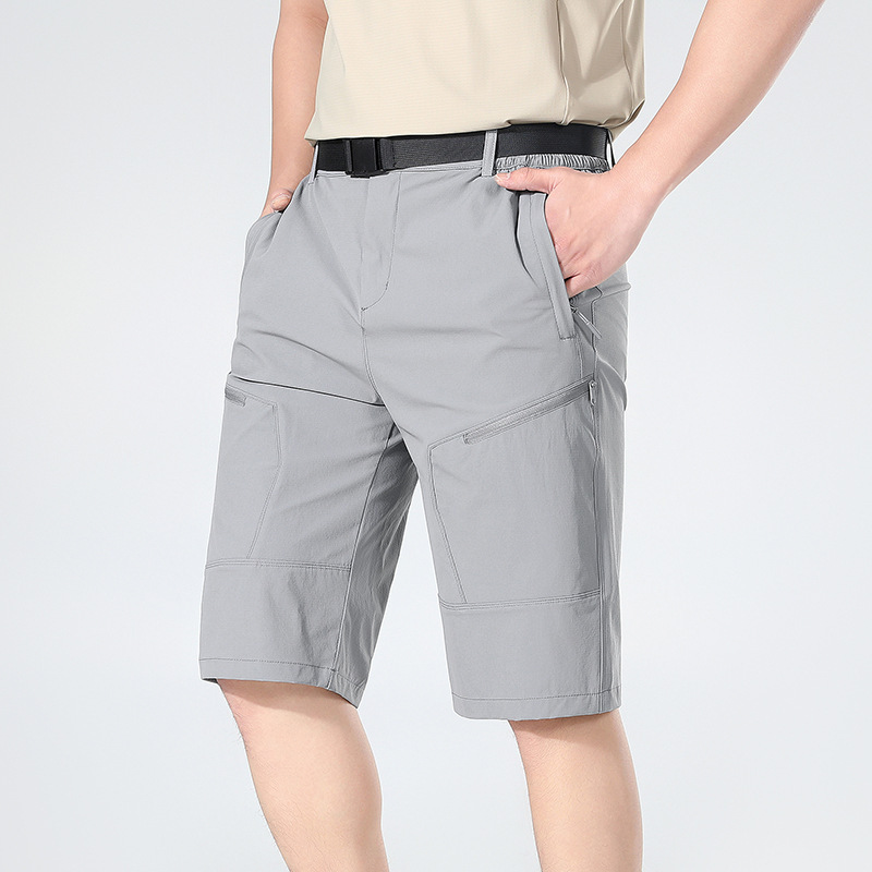Men's Summer Workwear Six-point Capri Pants Loose-fit plus size Casual Shorts Ice Silk Outer Wear Pants Straight Pants