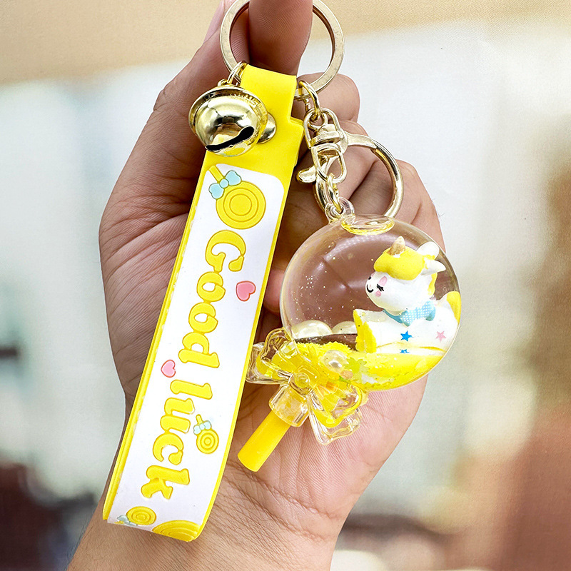 Púrpura estrella de cinco puntas líquido Quicksand llavero chica corazón flor de cerezo aceite colgante lindo tridimensional mochila adornos para mujeres