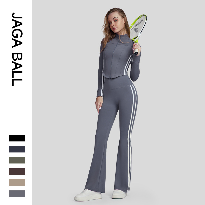 Cross-Border Distribution Autumn New Two-Piece Yoga Suit Women's Outdoor Running Leisure Slimming Fitness Sports Suit