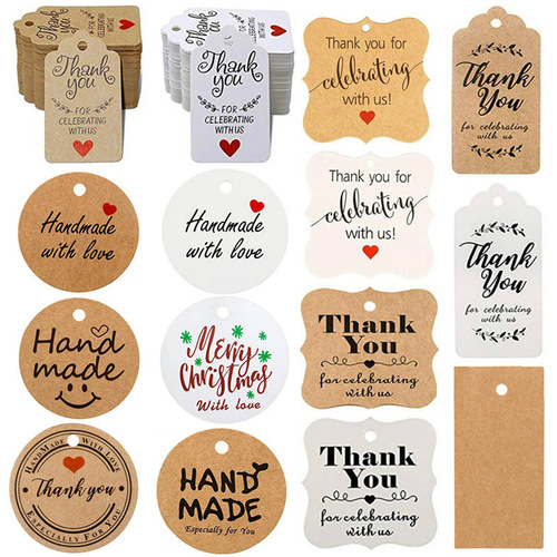 100pcs/pack wholesale thank you tags holiday gift tags with twine wedding decorations