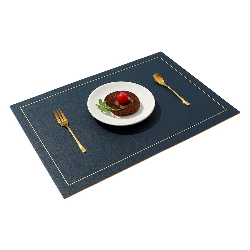 INS cuero nórdico occidental mantel cuadrado de color sólido PVC estera DE AISLAMIENTO impermeable estera de mesa de doble capa al por mayor estera de placa transfronteriza