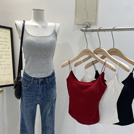 Summer Want Pure Spice Girl Sling Pure Cotton Inner Wear Beautiful Strap Chest Pad Strapless Slim Top Outer Wear Underwear Base Women