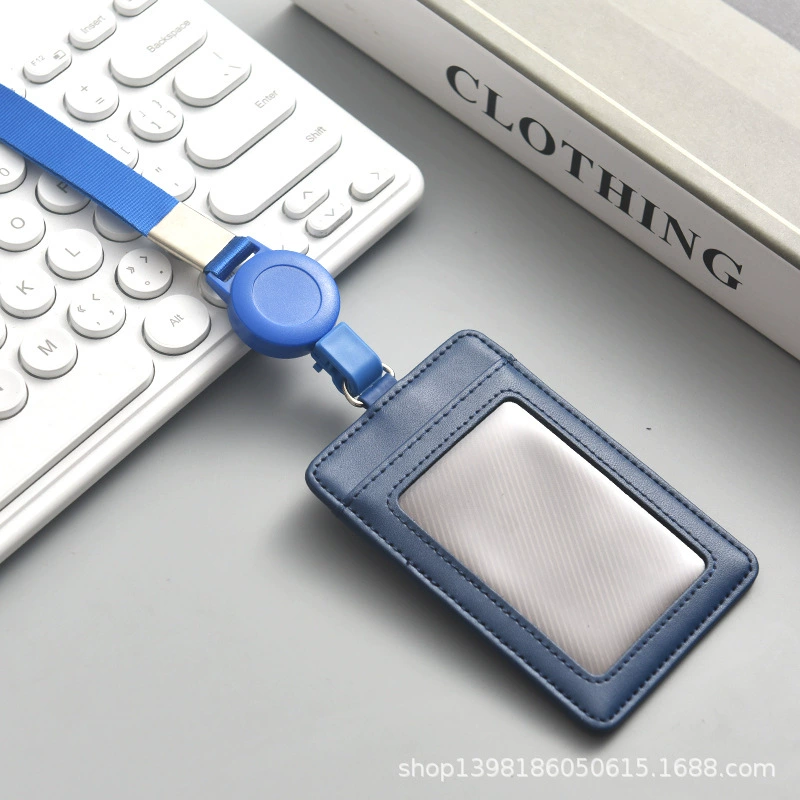 retractable factory brand identity protection cover work ID card holder with lanyard employee badge student ID card ID card