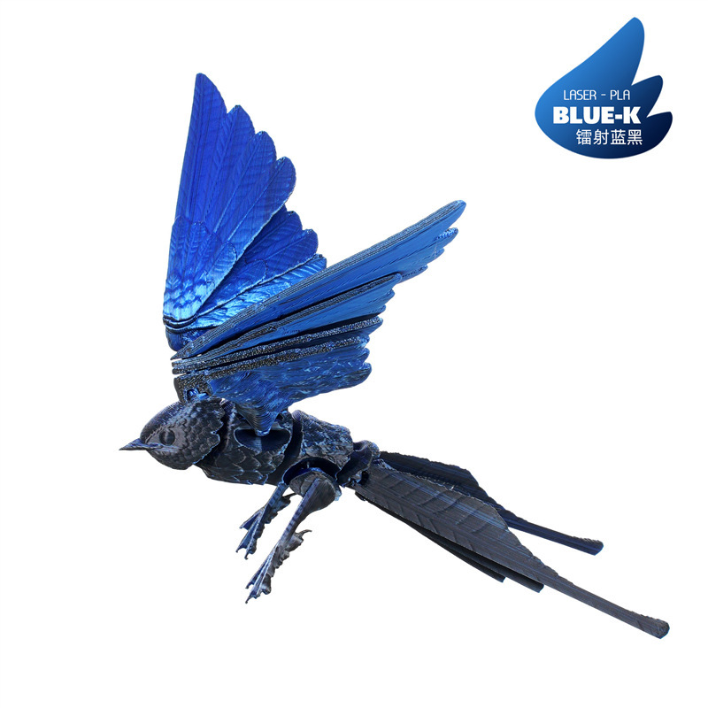 제비 - 레이저 파란색과 검정색 - 날개가 펼쳐진 28.5cm