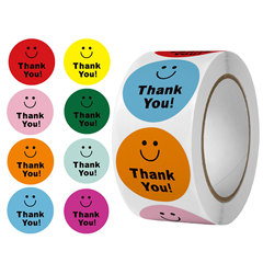 500 pcs/roll reward encouragement pattern stickers kindergarten teacher’s face smiling expression circular happy seal sticker