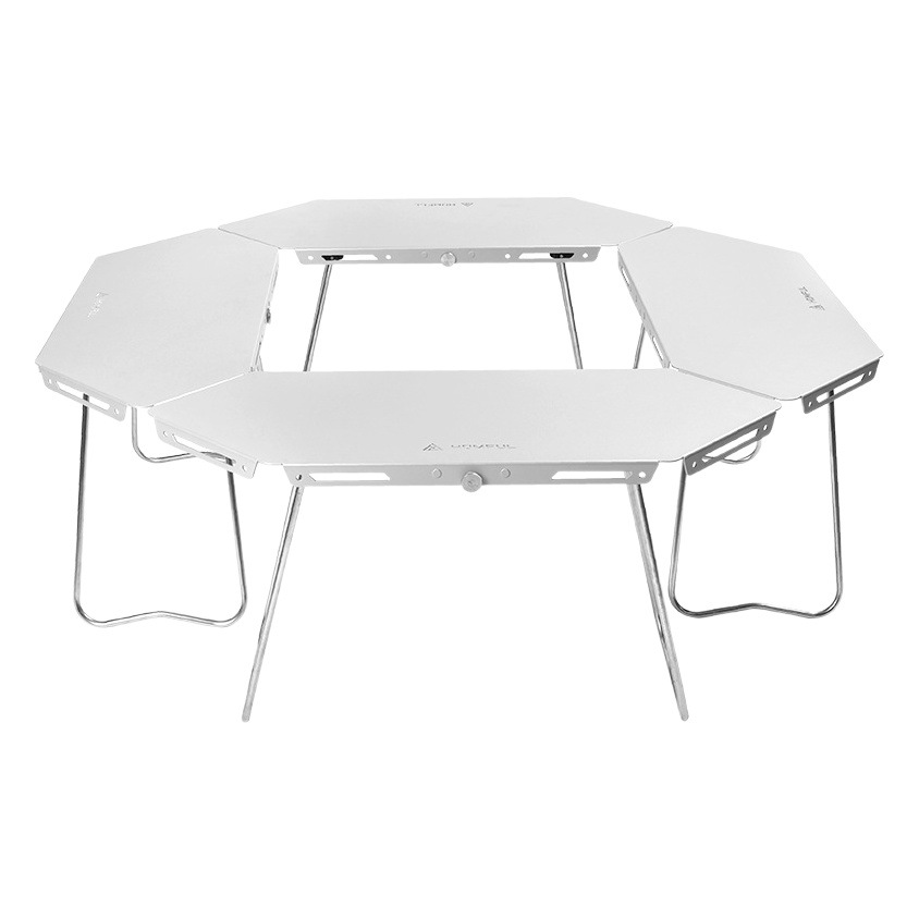Homful Haofeng Mesa de fogata para barbacoa, combinación modular para acampar, mesa envolvente multifuncional de acero inoxidable, ocio al aire libre