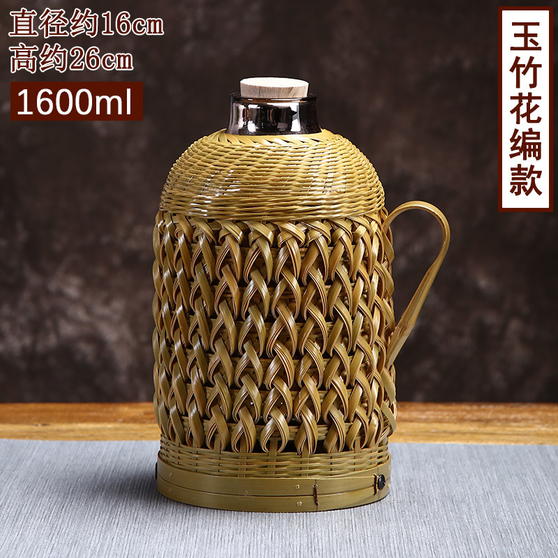 竹編み湯沸かし器家庭用手作り伝統紫竹編み花中国式レトロ茶室レストラン大容量保温ポット|undefined