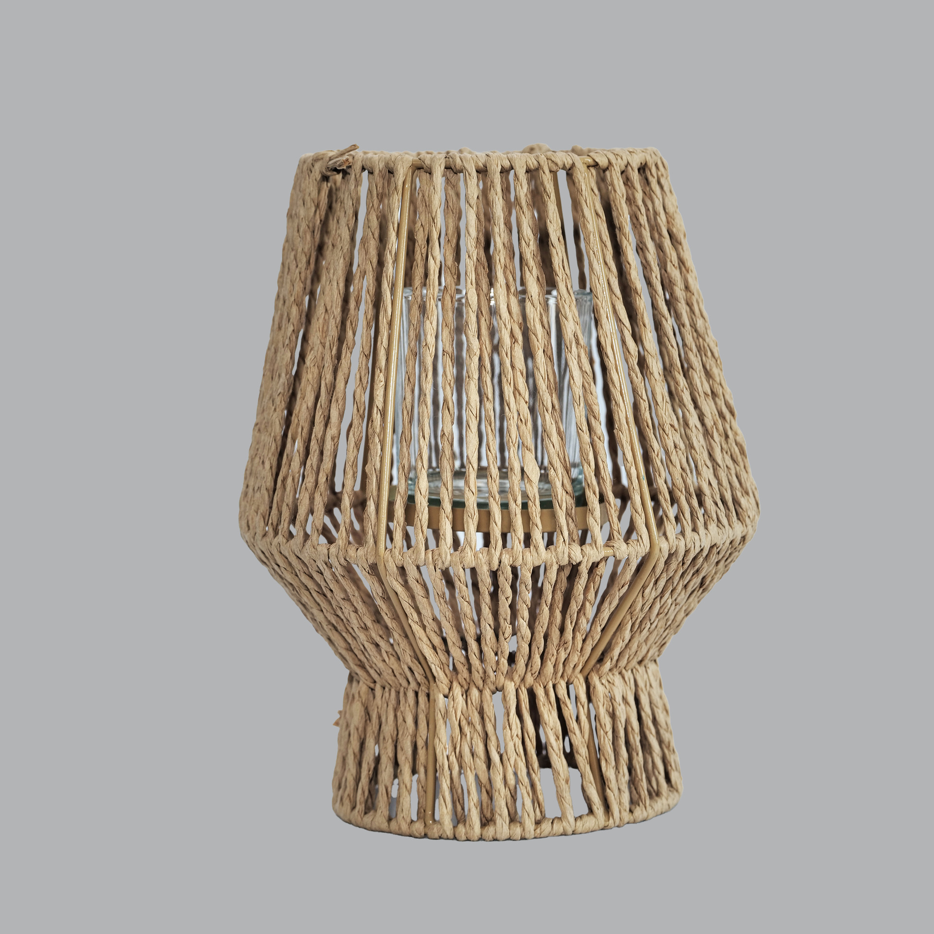 Tejido de cuerda de papel Nueva pantalla de lámpara de hierro forjado chino B & B Restaurante Iluminación de ratán creativa Iluminación de candelabro tejida