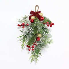 クリスマスボール装飾ペンダント逆さ水滴クリスマスツリーPE壁掛けクロスボーダーリボン赤い果実松葉クリスマスフラワー