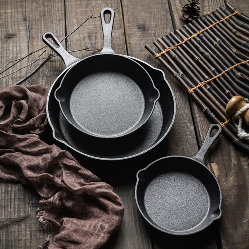 4TXN wholesale cast iron small frying pan handmade thickened wok frying pan mini omelette pan non-stick uncoated flat bottom