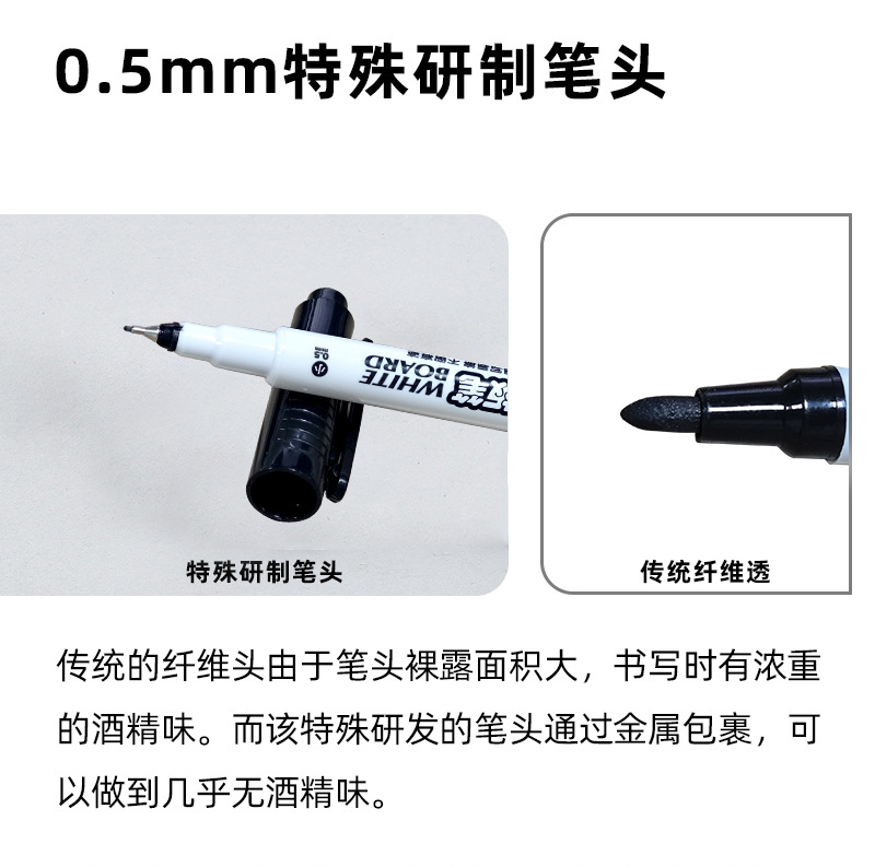 Bolígrafo de pizarra borrable de dos cabezas para maestros de pizarra de escritorio de negocios, lápiz de pizarra de agua negro, azul y rojo tricolor