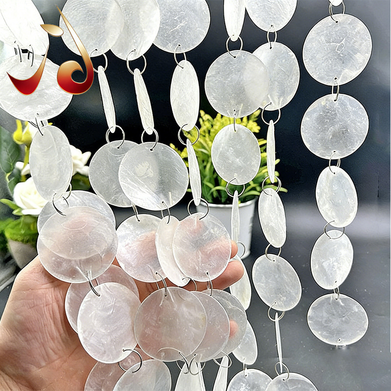Natural Shell Piece Wedding Props Mica Piece Double Hole Mirror Shell DIY Lamp Decoration Wind Chime Mother-Of-Pearl Piece Wind Chime Piece