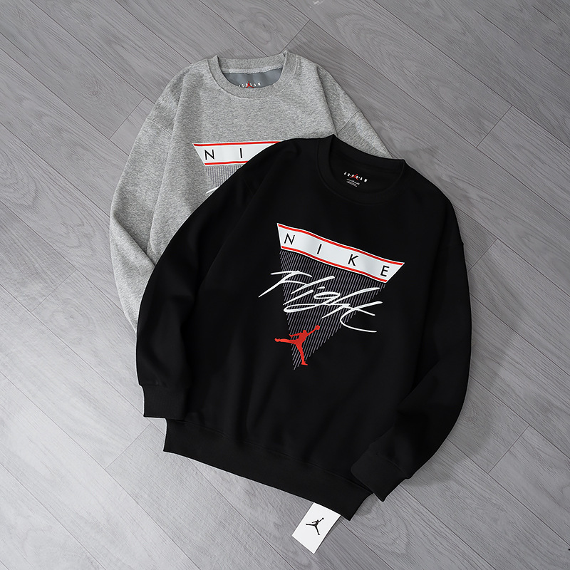 25 New Overseas Jordan Aj Men's Sweatshirt, Flying Man Printed Flowers and Cursive Letters Casual Sports Training Pullover