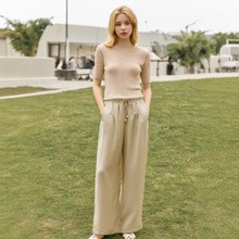 du家王牌【恩】绵羊毛时髦亮片修身显瘦短袖针织衫专柜正品25秋女