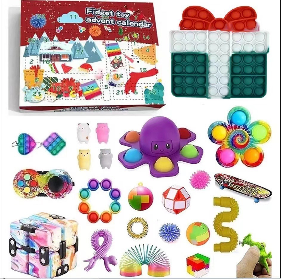 Caja ciega de Navidad transfronteriza Regalo de fiesta para niños Descompresión DIY Desgarrado Calendario de cuenta regresiva Caja ciega Juguetes navideños