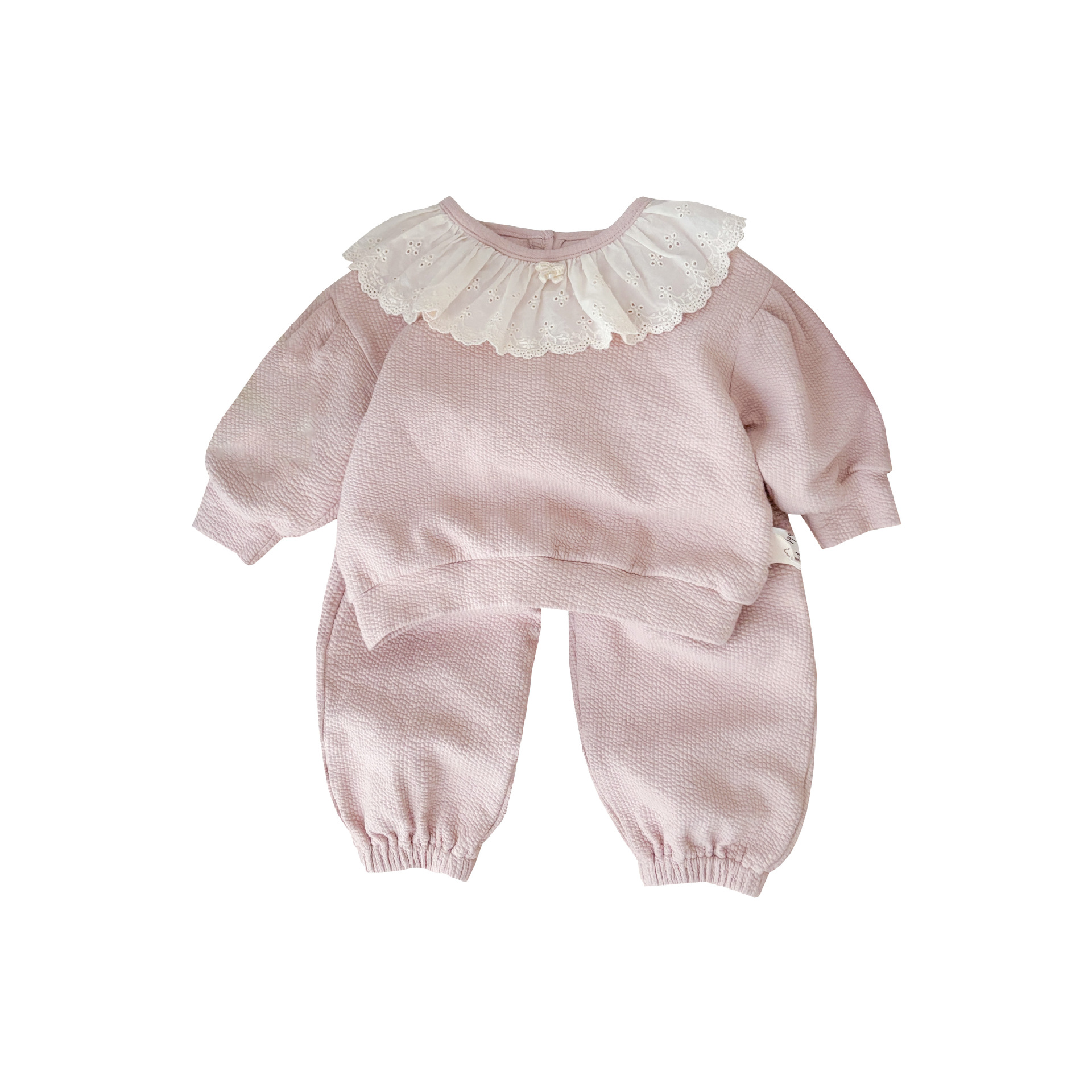 Ropa de primavera para niños, estilo occidental, traje de niña linda coreana, traje de primavera nuevo, traje de encaje de dos piezas para bebé femenino