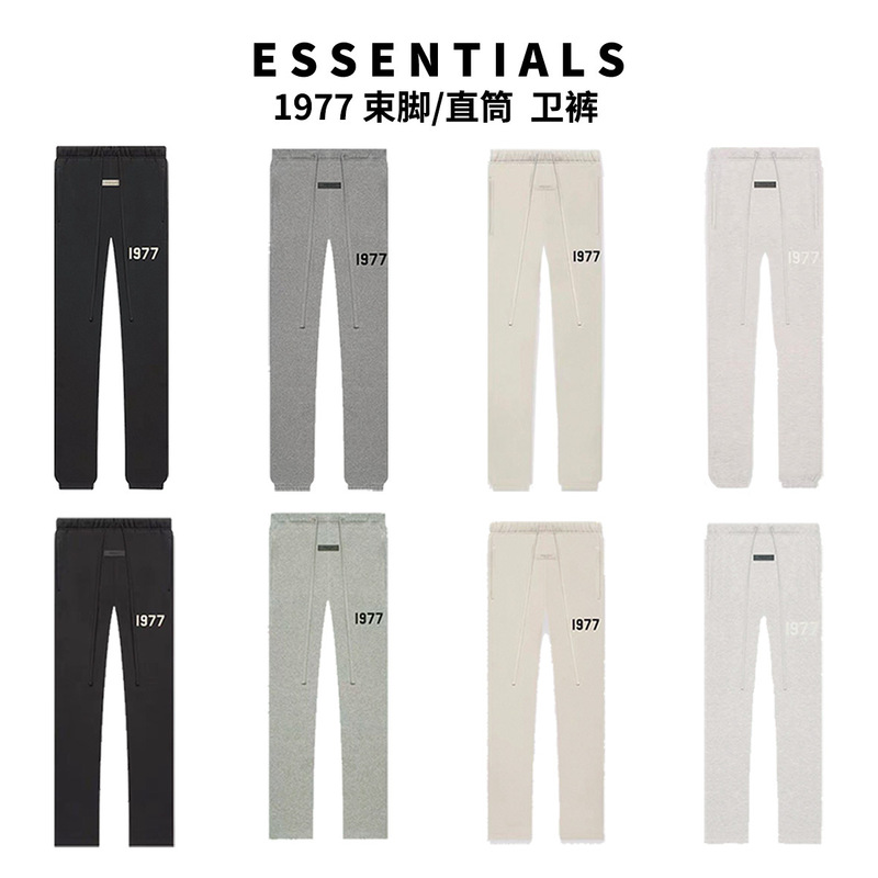 Essentials1977 Sweatpants American Style Loose Velvet Letter Print Casual Sports Pants Fog Sweatpants Pants