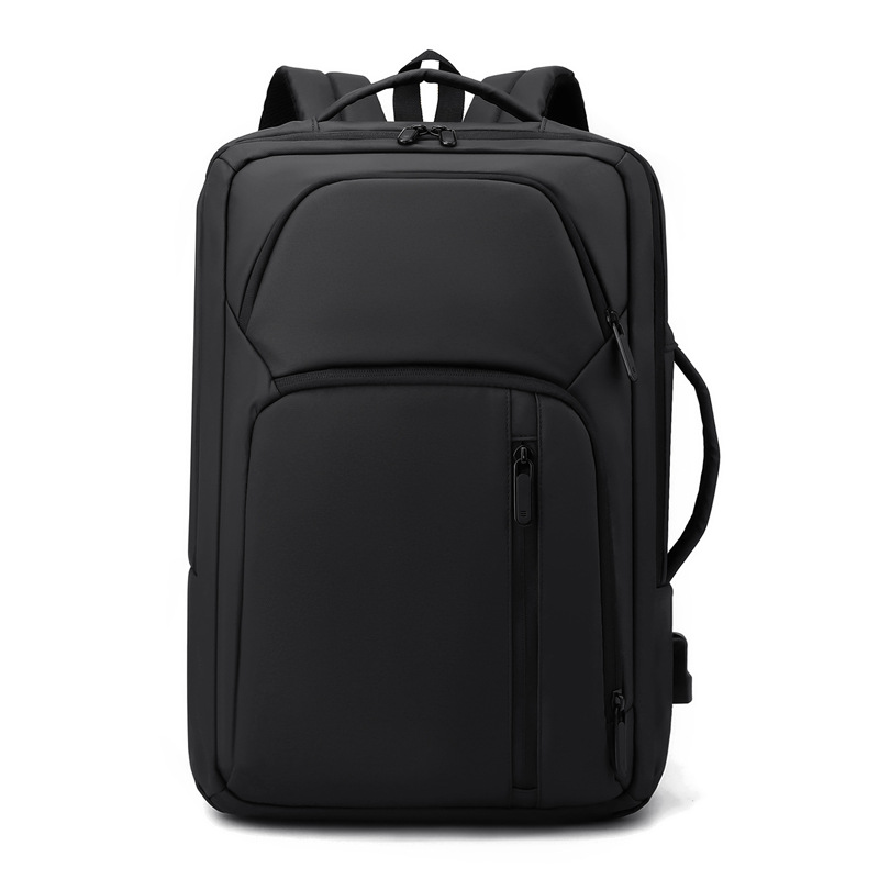 Nueva película de cuero mochila a prueba de derrames USB recargable de gran capacidad mochila de viaje de moda simple bolso de computadora para hombres