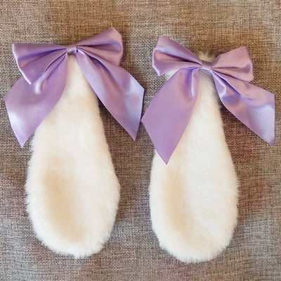 delivery female riders' helmets — Motosiklet dəbilqələri - white-eared-light-purple-bow-velcro